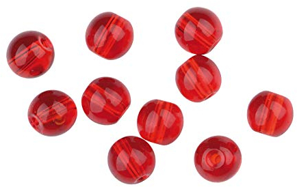 Spro Glasperlen, 10 Stück, 8mm, Red Ruby, für Texas- & Carolinarig, glatte Oberfläche, Geräusch beim Zusammenreffen mit Bulletgewicht