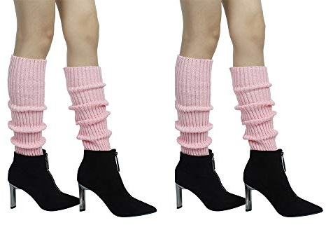 CHENGZI Beinstulpen, gerippt, gestrickt, Beinwärmer, Custume, Party, Sport, Yoga, Beinstulpen für Frauen und Mädchen, 2 Paar, rose, One size