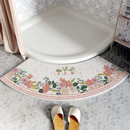 YZBBSH Quadrant Curved Shower Mat, Corner Shower Mats Non Slip, 45x100cm Microfiber Curved Bath Mat for Round Showers, with Non-Slip Bottom, Machine Washable,A