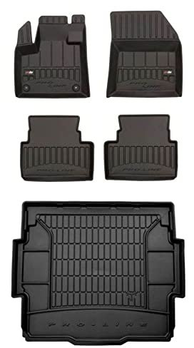 MOTOS Satz Gummifußmatten und Kofferraummatten passend für Citroen C5 Aircross ab 2017 oberer Laderaumboden, ohne seitliche Aussparungen Verbessern Sie Ihren Reisekomfort mit Antirutschmatte Auto 3D-