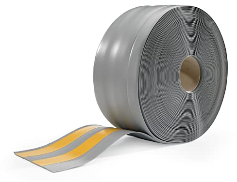 Weichsockelleiste Selbstklebend - 100 mm x 25 mm - Abschlussleiste, Breite Knickleiste - für Wände, Boden - PVC, Flexibel, Wasserdicht, Dekorativ - 5 Meter, Grau