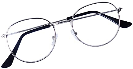 JoXiGo Lesebrille Damen Herren Silber +2.5 Metall Rahmen Nerdbrille Klar Linse + Brillenband