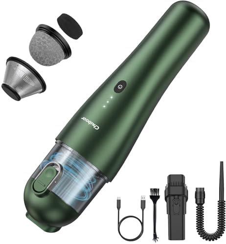 Chuboor Handstaubsauger Akku, Mini Staubsauger 7500Pa Mini Staubsauger mit 3x2000mAh Akku Handstaubsauger und Dreifachfilter Laufzeit 25 Min Aufladbar, für Zuhause/Büro/Auto/Tierhaare