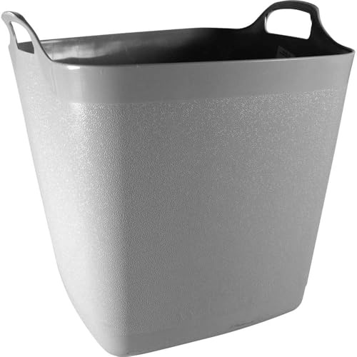 Town & Country Square Flexi-Tub Bucket Garden/Home Storage 40L Hardwearing Plastic (Grey)