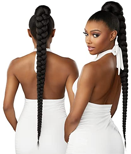 Sensationnel Lulu Pony Wrap - high heat synthetic yaki pony tail or up do wig piece - LULU PONY Wrap 1 (1B OFFBLACK)