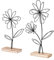 levandeo Aufsteller Blume 2er Set Metall Holz Schwarz Natur Draht Deko Tischdeko Frühling Figur Wohndeko