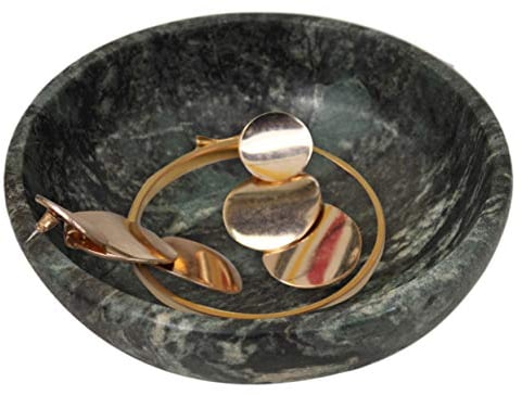 CraftsOfEgypt Plato de joyería de mármol real, soporte para anillos, cuenco decorativo para llaves, regalo de boda, bandeja de tocador