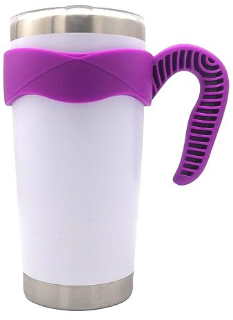 20 oz Tumbler Handle, Anti Slip Travel Mug Grip Cup Holder for Vacuum Insulated Tumblers, Suitable for Yeti Rambler, Trail, Sic, Ozark and More 20 Ounce Tumbler Mugs/Car Cups Accessories (Purple)