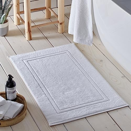 Drift Home - White Bath Mat (50 x 80cm) - Soft & Absorbent - 550GSM Premium Bathroom Mat - Sustainable Cotton (BCI) - Recycled - Machine Washable - Bath Rug