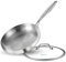 LOLYKITCH 24 CM Tri-Ply Stainless Steel Frying Pan with Lid,Riveted Ergonomic Handle,Compatible with Induction Stove,Even Heating and Oven Safe
