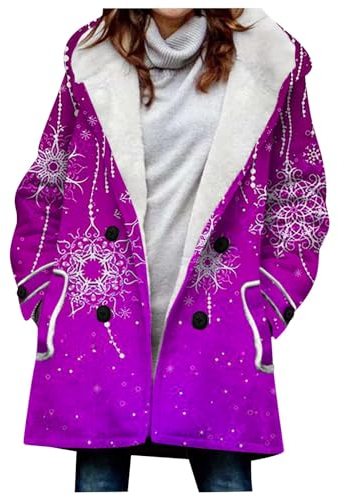 KONG JIMFAN Herbstjacke Damen Hundejacke Kleine Hunde Damen Jacke Herbst Blazer Beige Fleecejacke Damen Allwetterjacke Damen Wintermantel Damen Lang Steppmantel Mit Gürtel Damen-Jacken(Lila,M)