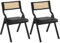 Yaheetech 2er Set Klappstuhl Rattanstuhl Küchenstühle mit Metallgestell Polsterstuhl Moderne Esszimmerstühle Rattan klappbar, schwarz