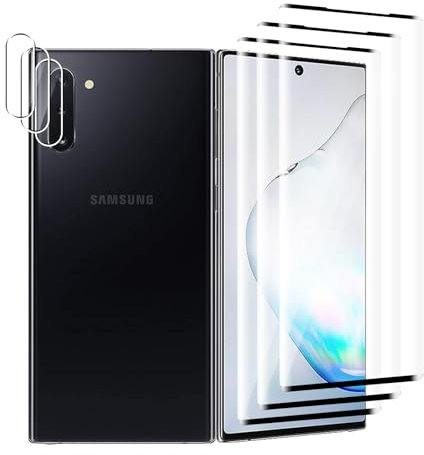 Ydiciv 3+3 Stück Schutzfolie für Samsung Galaxy Note 10 Panzer Schutz Glas, 3 Stücke panzerfolie und 3 Stücke Kamera Glas, HD Klar Schutzglas, No-Bubble, für Samsung Galaxy Note 10