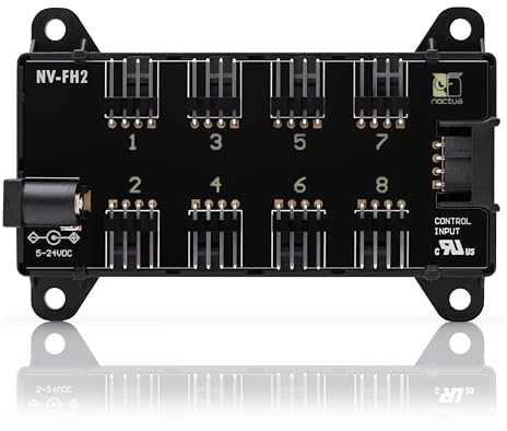 Noctua NA-FH2, Hub de 8 Puertos para Ventiladores de 5V, 12V o 24V, Hasta una Potencia Total de 60W con Fuente de Alimentación Opcional a Través de Conector Cilíndrico de 5,5 mm (Negro)