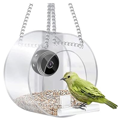 Vogelfütterer Dual-Use-Acryl-Vogelfutterspender, intelligenter Vogelfutterspender mit Mini-Kamera, wandmontierter und hängender Vogelbeobachtungs-Futterspender für Vogelliebhaber