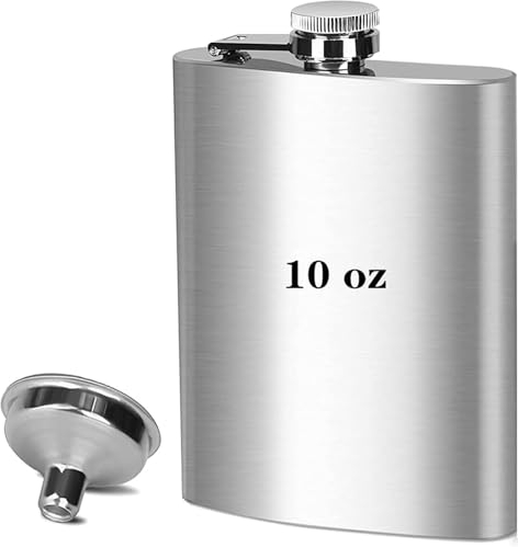 YuanYouTong 10oz Hip Flask for Women Men, Stainless Steel Pocket Flask Whisky Flask, Portable Silver Liquor Flagon for Climbing Camping Barbecue Bar Party Drinker