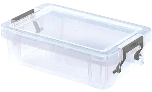 Clear Plastic Storage Box with Clip Lock Lid, 1 Litre, Pack of 1 | Stackable, Durable Reinforced Base, Handles, Transparent Organiser, For Toys, Crafts & DIY Storage