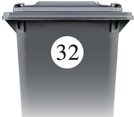 Runder personalisierter Hausnummer Aufkleber | Mülltonnen Sticker mit Hausnummer
