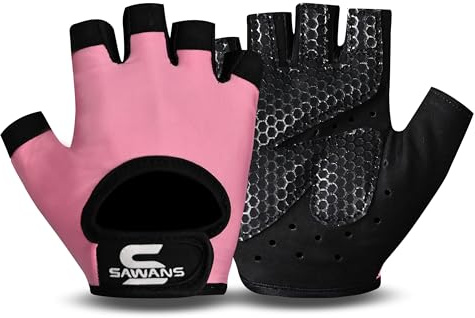 SAWANS Gewichtheberhandschuhe, Fitness-Handschuhe, für Damen und Herren, rutschfest, atmungsaktiv, für Training, Silikon, gepolstert, Handflächenschutz, Fitness, zum Aufhängen, Klimmzüge, Radfahren,