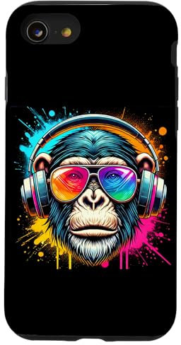 iPhone SE (2020) / 7 / 8 Colorful Cool Monkey Graffiti Headphones Art Case