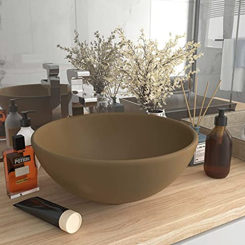 Plomberie, appareils de plomberie, lavabos, lavabos de salle de bain,lavabo de salle de bain de luxe rond mat crème 32,5 x 14 cm céramique