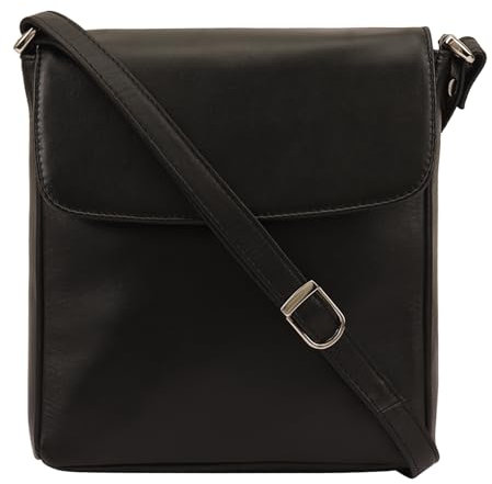Lloyd Baker London – Saharsa 100% echtes Leder Damen Schultertasche, schlankes Leder, zeitloser Stil und Alltagstauglichkeit, Schwarz , 19 x 6.5 x 21