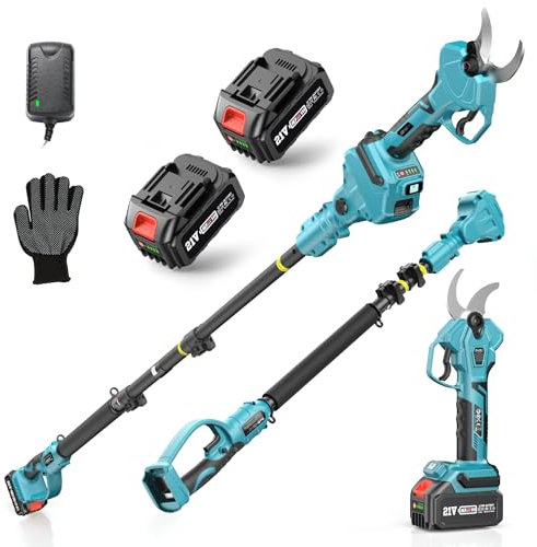 SEESII Akku Astschere Teleskop – Bis Zu 4,5 m Reichweite Elektrische Gartenschere mit Teleskopstange, 40 mm Schnittdurchmesser, 2× 4.0Ah Akkus, SK5 Ersatzklinge, 2-in-1-Design ür Baum- & Blumenpflege