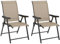 Outsunny Garden Dining Chairs Set of 2, Folding Garden Chairs with All Weather Texteline Back and Seat, Outdoor Dining Chair with Armrests, Steel Frame for Terrace Balcony, Brown
