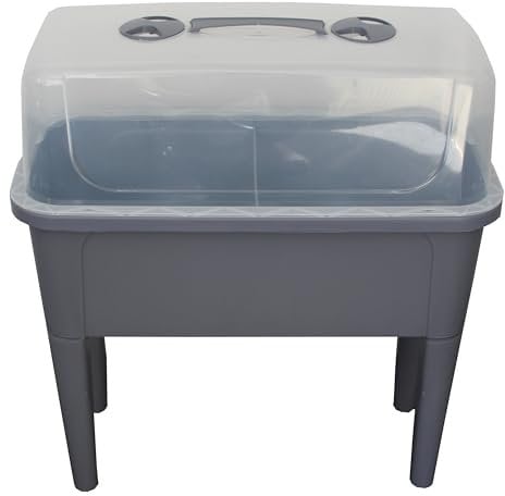 Kynast Garden Hochbeet mit Deckel Frühbeet Pflanzbeet 82x76x38 cm grau