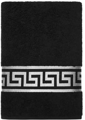 Belle Arti Mäander Löwe Luxus Handtücher Schwarz Silber – 100% Baumwolle, Öko-Tex, saugstark & weich – Ideal für Bad, Sauna & Sport (100 x 150 cm)