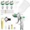HVLP - Pistola a spruzzo per verniciatura, con 3 ugelli – 1,4/1,7/2,0 mm, pistola a spruzzo professionale per verniciatura ad aria compressa, con bicchiere di plastica da 600 ml e regolatore di