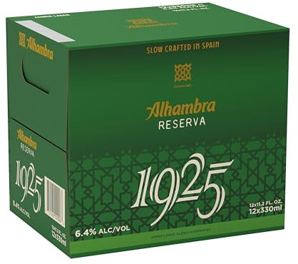 Alhambra Reserva 1925 MINI, Pack de 12 Botellas x 22,5 cl, Cerveza Alhambra 1925 con Extra de Fermentación Lenta, 6.4% Alcohol
