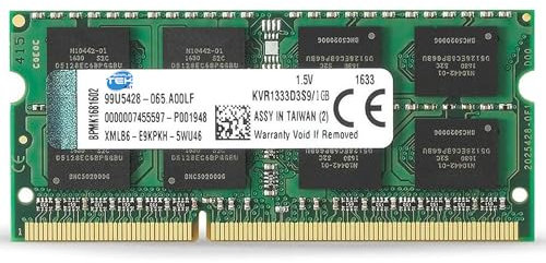 SIMPLETEK - Modulo RAM DDR3 SODIMM 1 GB 1333 MHz CL9 1,5 V non‑ECC per notebook (Ricondizionato)