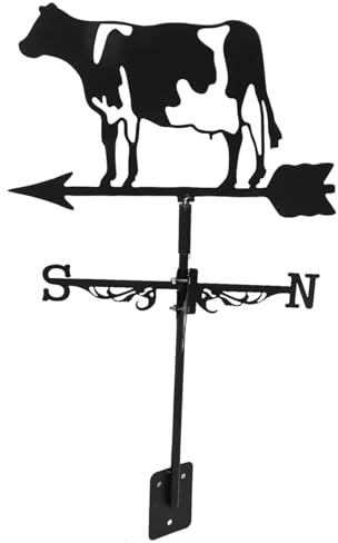 Schwarze Windwetterfahne aus Edelstahl, Wetterfahne für Kühe, Messwerkzeuge, Tierstil-Wetterfahnen, einfache Verwendung und Installation