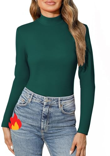 Aottori Thermal Tops Womens Long Sleeve T Shirts Ladies Turtle Neck Base Layer Underwear Soft Winter Warm Undershirt Plain Basic Pullover