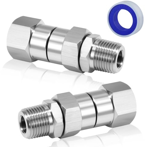 SPEEDWOX 2 Stück 3/8 Zoll NPT Hochdruckreiniger-Drehverschraubung, verdrehsicher, 3/8 Zoll Drehgelenk männlich auf weiblich, Edelstahl-Anschlussgelenk, 360 Grad, knickfreier Anschluss für Schlauch mit