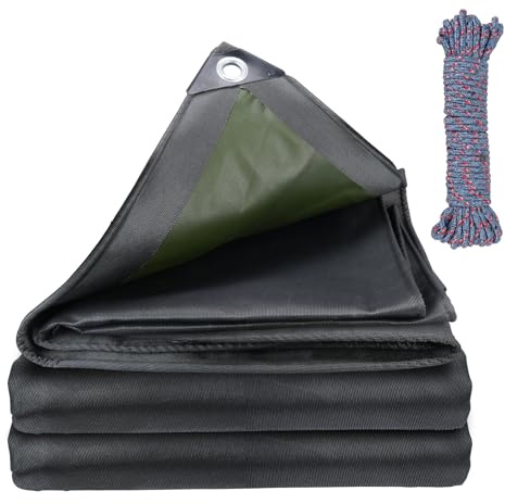 COEWUR Lona Impermeable 2x3 Gris-Verde 450 g/m² Lonas Impermeables Exterior con Ojales y Cuerda Resistente Desgarro y Sol Lona para Camión Piscina Tienda de Campaña Sitio de Construcción