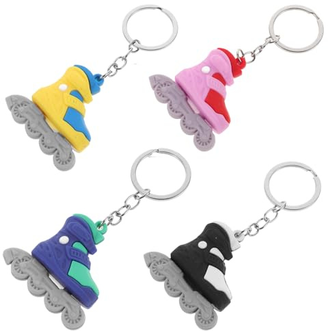 ifundom 4 Stück Rollschuh Schlüsselanhänger aus PVC Detailreiche Rucksack Dekoration Kleine Rollschuh Anhänger in Gelb Schwarz Blau Praktisches Bag Pendant für Geschenk und Alltag