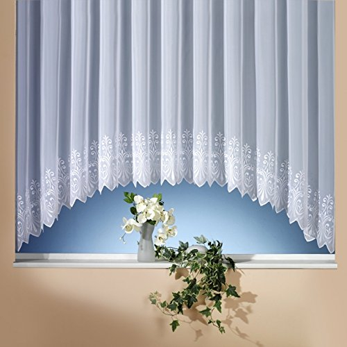 wohnfuehlidee Voile-C-Bogenstore Doreen mit Stickerei, transparent, Farbe weiß Größe HxB 145x450 cm