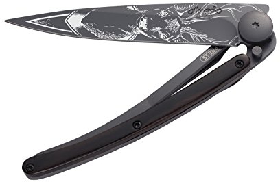 Deejo Taschenmesser NATURE HIRSCH, 37 g, Stahl AISI 420, Liner-Lock, Grenadill, Gürtelclip, Deejo-Box