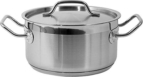 Yato YG-00040 Low Stockpot mit Deckel SS, 20 x 10,5 cm, 3,3 l