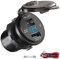 QC 3.0 USB Steckdose KFZ 12V/24V - Quick Charge 3.0 Auto Ladegerät Einbau Buchse Wasserdicht Zigarettenanzünder Adapter mit Schalter LED Voltmeter Spannungsanzeige für Motorrad Boot LKW Wohnwagen