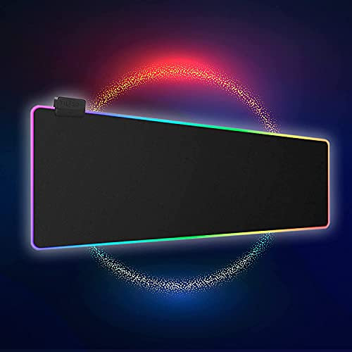 Tilted Nation RGB Mouse Pad - Large LED Gaming Mat with 8 Adjustable Light Modes - Non Slip Rubber Base, Easy to Clean Water Proof Surface