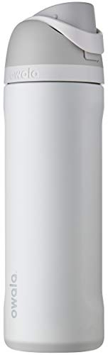 Owala FreeSip Insulated Stainless Steel Water Bottle with Push Button and Built-in Straw, 710 ml, Shy Marshmallow