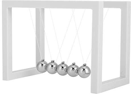 Newtons Cradle Balance Balls Relieve Stress Desk Educational Decoration Z Shaped Newton Pendulum for Your Desk(White)