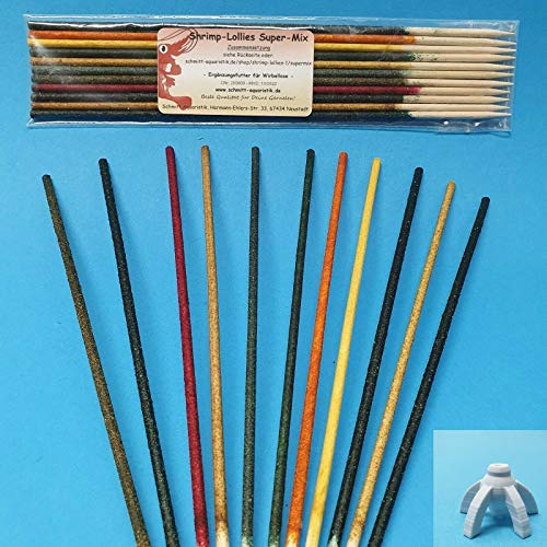 Schmitt Aquaristik Shrimp-Lollies Super-Mix (11x1 Lollie = 11 Stück) + Halter (Farbe wählbar!) (weiß)