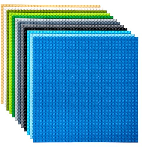Best Blocks - Set mit stapelbaren Bauplatten - kompatibel mit Allen führenden Marken - für Kinder ab 4 Jahren - Naturfarben - 25,5 x 25,5 cm - 12-teiliges Set