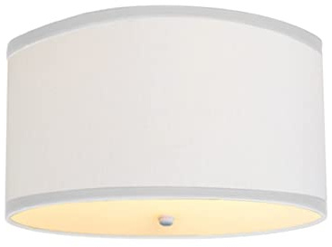Moderne Flush Mount Conversion Kit 18w White Linen Shallow Drum Lampshade