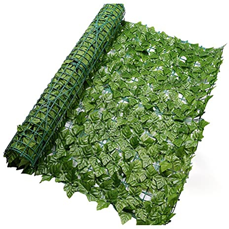 Hosuho Erweiterbarer künstlicher Efeu-Sichtschutzzaun, künstliche Hecken, Zaun und künstliche Blätter, Sichtschutz auf Rolle, Dekoration den Außenbereich, Garten