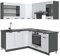 Vicco Cocina esquinera Fame-Line, Casa de Campo Blanca/Antracita, 160 x 190 cm sin encimera